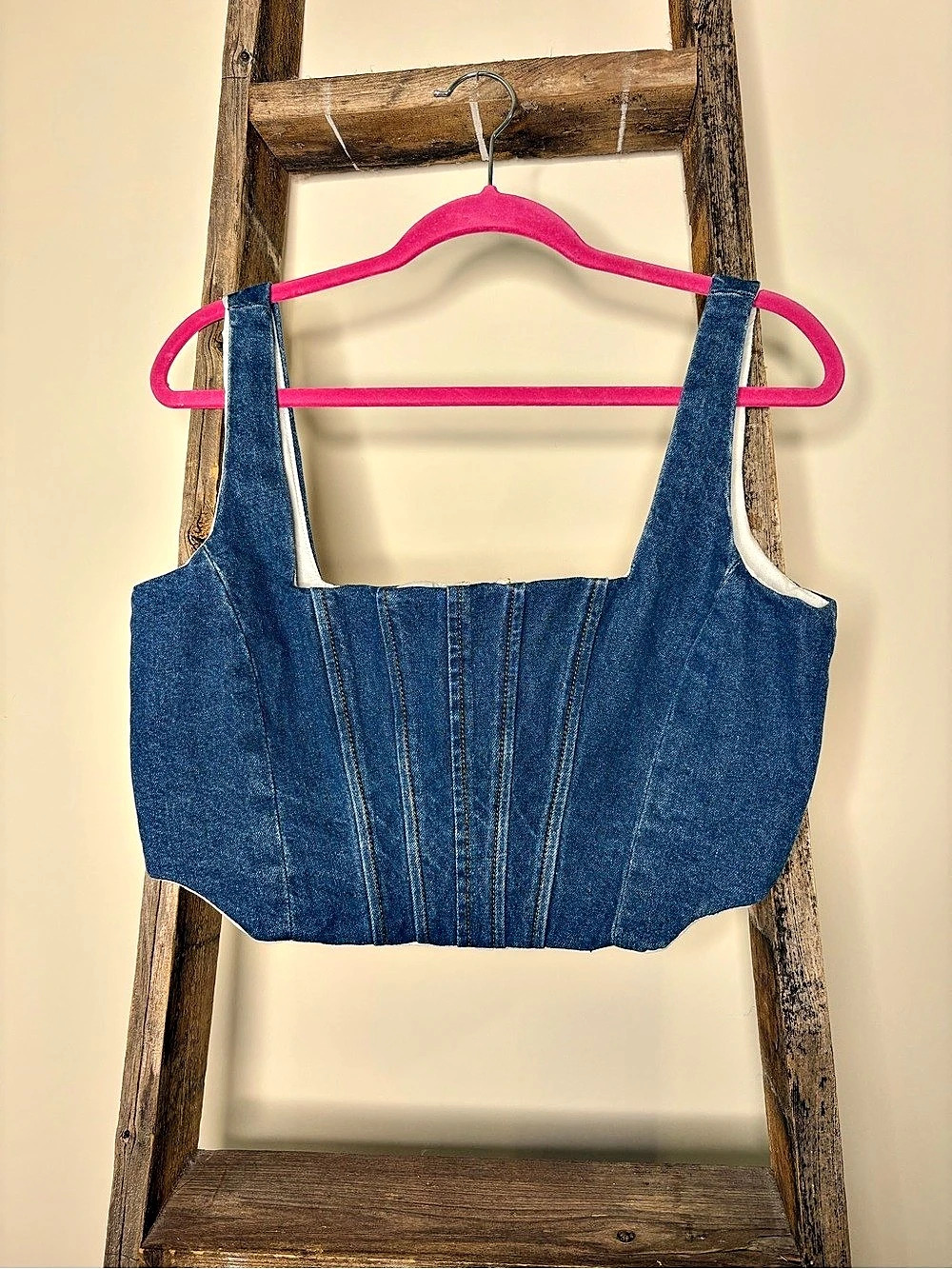 Gianni Bini Michelle Corset Crop Top Blue Size 10